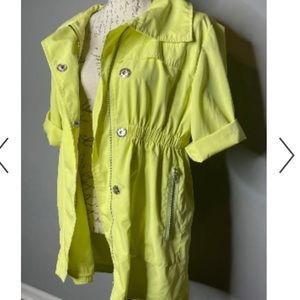 Ali Ro Bright Yellow Anorak Rain Jacket With Pockets & Hood
